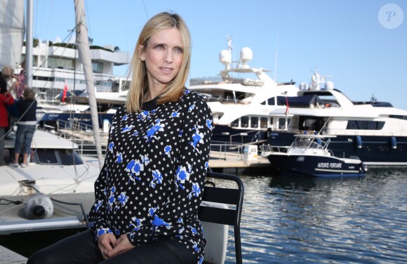 Exclusif - Léa Drucker, enceinte, pose sur la terrasse UniFrance lors du 67e Festival du Film de Cannes le 15 mai 2014.