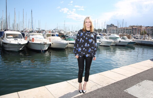 Exclusif - Léa Drucker, enceinte, pose sur la terrasse UniFrance lors du 67e Festival du Film de Cannes le 15 mai 2014.