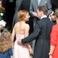  Geri Halliwell et son compagnon Christian Horner lors du mariage de Poppy Delevingne et de James Cook en l'&eacute;glise de "St Paul's" &agrave; Londres, le 16 mai 2014. 