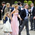  Geri Halliwell avec sa fille Bluebell et son compagnon Christian Horner lors du mariage de Poppy Delevingne et de James Cook en l'&eacute;glise de "St Paul's" &agrave; Londres, le 16 mai 2014. 