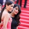 Leïla Bekhti et Freida Pinto sur le tapis rouge du Festival de Cannes le 18 mai 2014