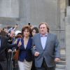 Gerard Depardieu et Jacqueline Bisset sur le tournage du film "Dominique Strauss-Kahn" a New York le 3 mai 2013.