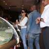 Kim Kardashian et Kanye West s'achètent des glaces dans une boutique Häagen Dazs. Paris, le 18 mai 2014.