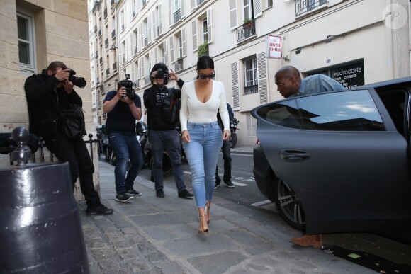 Kim Kardashian et Kanye West à Paris, le 18 mai 2014.