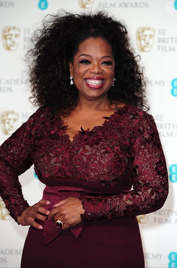 Oprah Winfrey lors des BAFTA 2014, au Royal Opera House de Bow Street, à Londres, le 16 février 2014