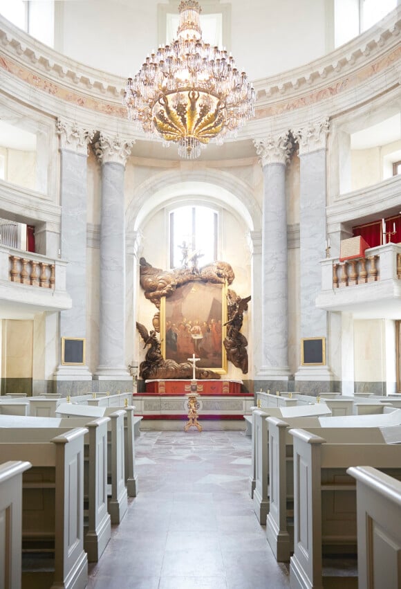 Photo de l'intérieur de la chapelle royale au palais, à Stockholm, où la princesse Leonore de Suède sera baptisée le 8 juin 2014