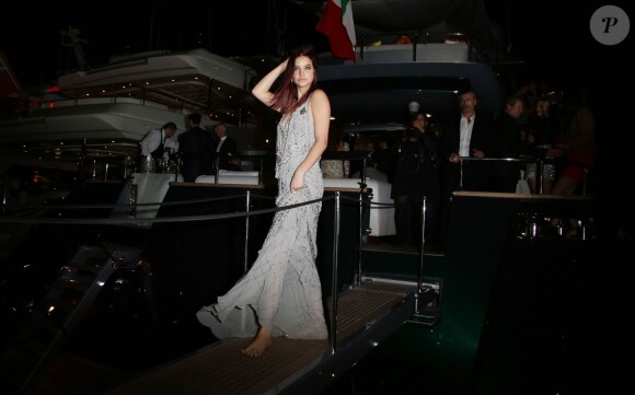 Barbara Palvin assiste à la soirée organisée par Roberto Cavalli, sur le yacht Sirocco Douglas. Cannes, le 21 mai 2014.