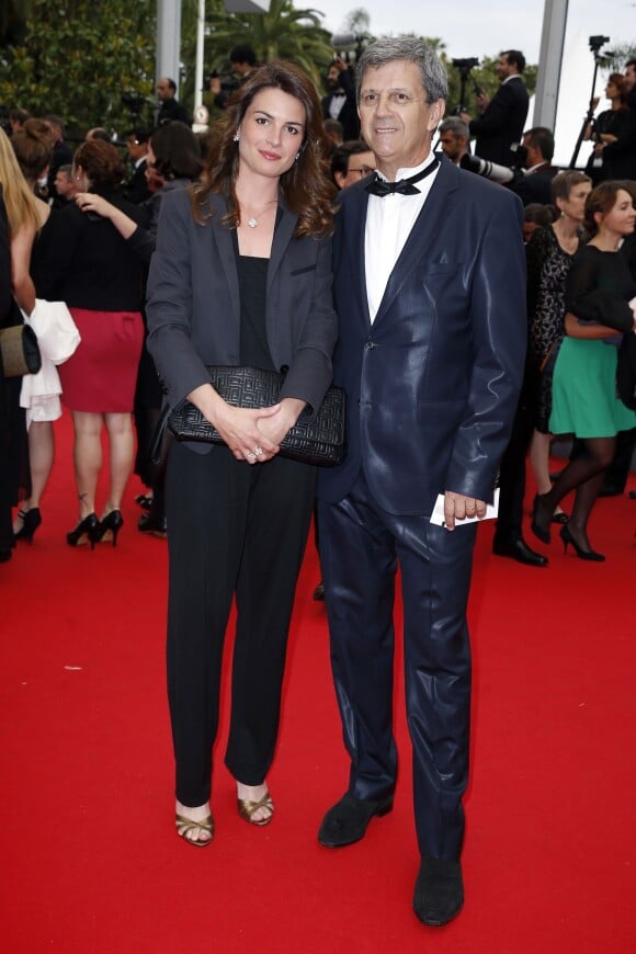 Patrice Chêne et sa fille Juliette (Bijoux Van Cleef & Arpels) - Montée des marches du film "Jimmy's Hall" lors du 67e Festival du film de Cannes le 22 mai 2014