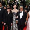Ary Abittan, Frédérique Bel, Christian Clavier et Isabelle De Araujo (Bijoux APM Monaco) - Montée des marches du film "Jimmy's Hall" lors du 67e Festival du film de Cannes le 22 mai 2014
