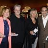 Guy Carlier ave sa femme Joséphine Dard, Laurent Fontaine et sa femme - Backstage - Jean-Marie Bigard fête ses 60 ans au Grand Rex à Paris le 23 mai 2014.