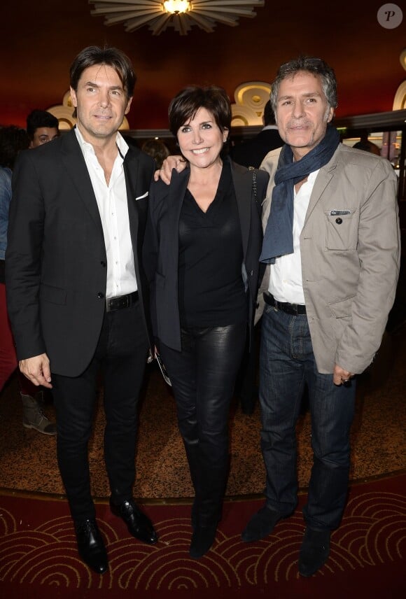 Liane Foly et son producteur Laurent Baron et Laurent Olmedo - Backstage - Jean-Marie Bigard fête ses 60 ans au Grand Rex à Paris le 23 mai 2014.