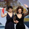Alice Rohrwacher (Grand prix du jury pour "Les merveilles") et Sophia Loren - Cérémonie de clôture du 67e Festival du film de Cannes le 24 mai 2014.