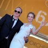 Quentin Tarantino et Uma Thurman - Montée des marches du film "Pour une poignée de dollars" pour la cérémonie de clôture du 67e Festival du film de Cannes le 24 mai 2014