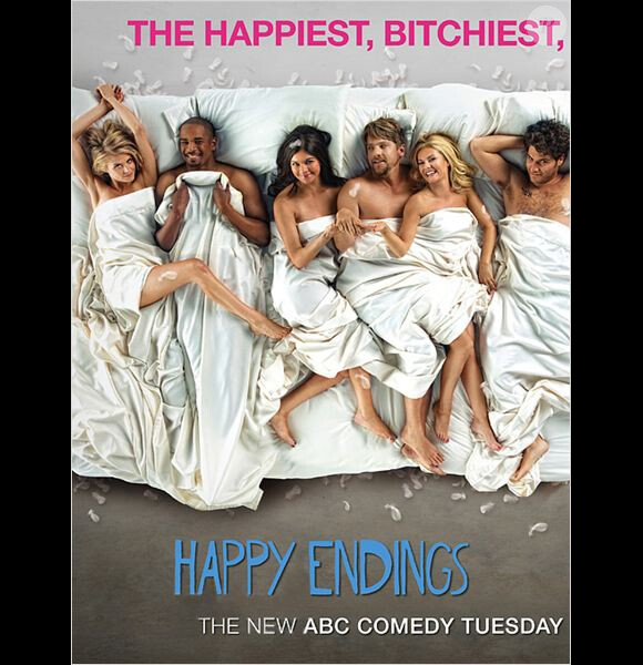 Eliza Coupe, Damon Wayans Jr., Casey Wilson, Zachary Knighton, Elisha Cuthbert & Adam Pally dans Happy Endings.