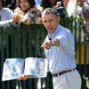Barack Obama lance la traditionnelle chasse aux oeufs dans les jardins de la Maison Blanche, le 21 avril 2014.