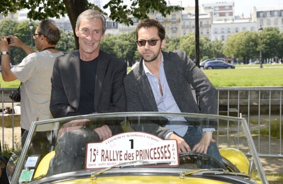 Francois Levantal et Frédéric Diefenthal - 15 ème Rallye des Princesses à Paris - Journée des vérifications des voitures, Esplanade des Invalides. Paris, le 31 mai 2014