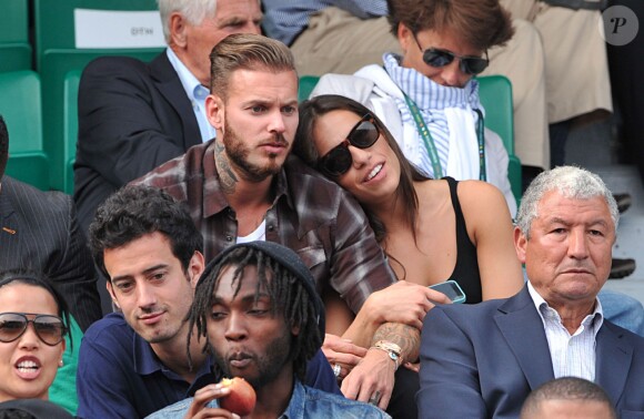 M. Pokora et sa nouvelle compagne à Roland-Garros à Paris le 2 juin 2014 pour voir le match de Gaël Monfils.