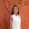 Marine Lorphelin : radieuse en blanc au village des Internationaux de France de tennis de Roland Garros à Paris, le 31 mai 2014