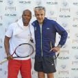  Sylvain Wiltord et David Br&eacute;court lors du Troph&eacute;e des Personnalit&eacute;s le 5 juin 2014 en marge de Roland-Garros &agrave; Paris.&nbsp; 