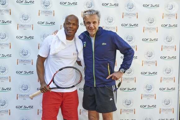 Sylvain Wiltord et David Brécourt lors du Trophée des Personnalités le 5 juin 2014 en marge de Roland-Garros à Paris. 