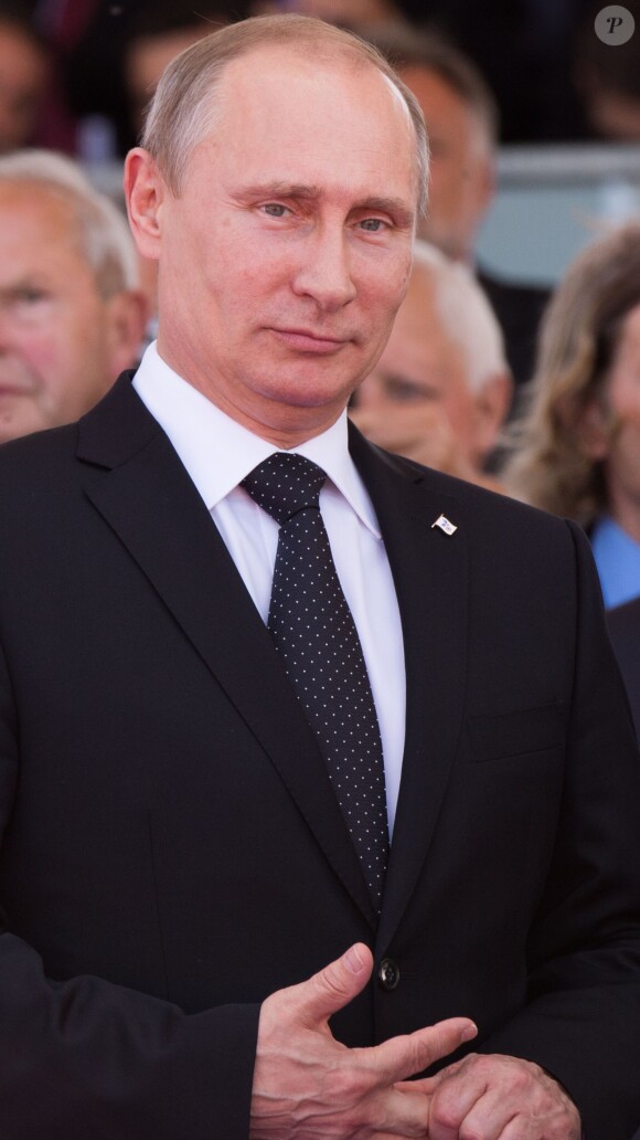 Vladimir Poutine (président russe) - Cérémonie de commémoration du 70e anniversaire du débarquement sur la plage Sword Beach à Ouistreham, le 6 juin 2014.