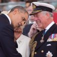 Barack Obama (président américain) et Prince Charles - Cérémonie de commémoration du 70e anniversaire du débarquement sur la plage Sword Beach à Ouistreham, le 6 juin 2014.
