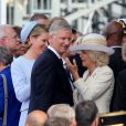 Le roi Philippe, la reine Mathilde de Belgique et la duchesse de Cornouailles, Camilla Parker Bowles - Cérémonie de commémoration du 70e anniversaire du débarquement sur la plage Sword Beach à Ouistreham, le 6 juin 2014.