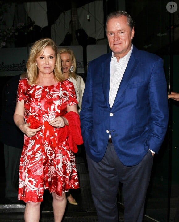 Richard Hilton et sa femme Kathy sortent du restaurant Mr Chow à Beverly Hills, le 27 avril 2014.