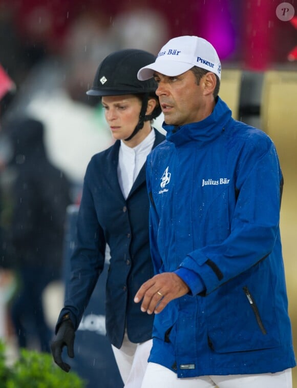 Athina Onassis, malgré le soutien de son mari Doda, n'était pas en réussite le 14 juin 2014 au Jumping international de Cannes, 5e étape du Longines Global Champions Tour.