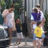 Exclusif - Jennifer Lopez, son compagnon Casper Smart et ses enfants Emme et Max sur une plage de Malibu le 6 juillet 2013.