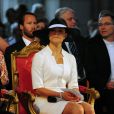 La princesse Victoria de Suède, très élégante, et ses parents le roi Carl XVI Gustaf et la reine Silvia de Suède assistaient dimanche 15 juin 2014 à la cérémonie d'ordination de l'évêque Antje Jackeléns archevêque de l'Eglise de Suède en la cathédrale d'Uppsala.