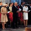 La princesse Victoria de Suède, très élégante, et ses parents le roi Carl XVI Gustaf et la reine Silvia de Suède assistaient dimanche 15 juin 2014 à la cérémonie d'ordination de l'évêque Antje Jackeléns archevêque de l'Eglise de Suède en la cathédrale d'Uppsala.