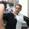Nicolas Sarkozy arrive à l'hôtel Fairmont Monte-Carlo à Monaco le 18 juin 2014 où il donne une conférence lors du Deloitte World Meet.