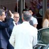 Carla Bruni-Sarkozy quitte l'hôtel Fairmont Monte-Carlo à Monaco le 18 juin 2014 où Nicolas Sarkozy a donné une conférence lors du Deloitte Worl Meet.