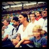 Zlatan Ibrahimovic au stade Maracana de Rio en compagnie de son fils Maxilimian, son président Nasser Al-Khelaïfi et Laurent Blanc, le 18 juin 2014 à l'occasion sur match Espagne-Chili