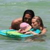Radamel Falcao, sa petite Dominique et son épouse Lorelei Taron profitent de leurs vacances à Miami, le 20 juin 2014