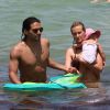 Radamel Falcao, sa petite Dominique et son épouse Lorelei Taron sur la plage à Miami, le 20 juin 2014