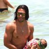 Radamel Falcao profite de ses vacances à Miami avec son épouse Lorelei et sa fille Dominique le 21 juin 2014