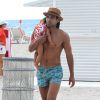 Radamel Falcao profite de ses vacances à Miami avec son épouse Lorelei et sa fille Dominique le 21 juin 2014