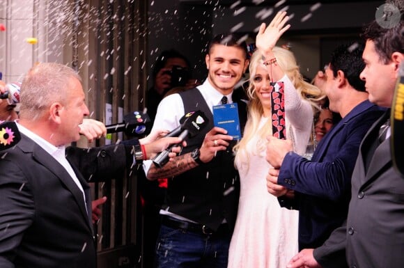 Wanda Nara et le footballeur Mauro Icardi (Inter Milan) se marient à Buenos Aires, le 27 mai 2014.