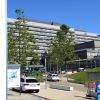 Extérieur du Centre hospitalier universitaire de Vaud (CHUV) à Lausanne, le 16 juin 2014 où Michael Schumacher est hospitalisé après son accident du 29 décembre 2013. 