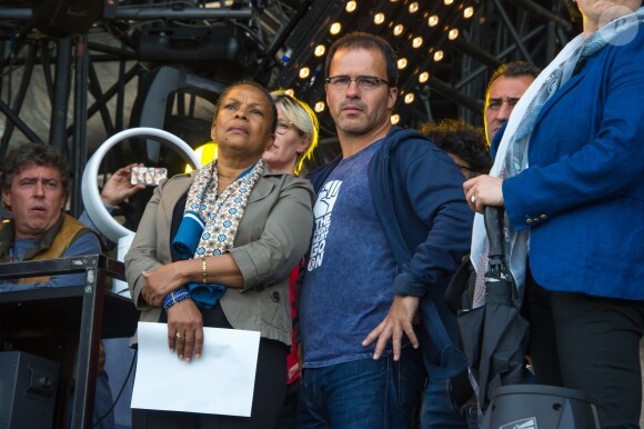 Luc Barruet et Christiane Taubira - 3e jour du festival Solidays à l'hippodrome de Longchamp à Paris le 19 juin 2014.