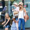 La belle allemande Heidi Klum se promène avec ses enfants Leni, Henry et Lou à New York, le 29 juin 2014. La famille s'est rendue au Musée d'Histoire Naturelle avant d'aller déjeuner au restaurant "Isabella".