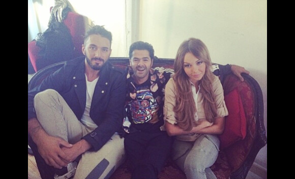 Nabilla, Thomas et Jamel Debbouze lors du tournage de la 7e saison du "Jamel Comedy Club". Vendredi 4 juillet 2014.
