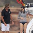  Exclusif - Paul McCartney et sa femme Nancy Shevell passent un moment sur un bateau &agrave; Aguas Pitiusas, le 23 juin 2014, pendant leurs vacances &agrave; Ibiza.  