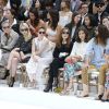Kristen Stewart, Isabelle Huppert, Alma Jodorowsky, Jared Leto, Alice Dellal et Poppy Delevingne au premier rang du défilé Chanel haute couture au Grand Palais. Paris, le 8 juillet 2014.