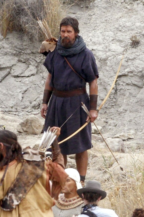 Christian Bale sur le tournage du film "Exodus" dans le désert de Tabernas (province d'Almeria) en Espagne, le 22 octobre 2013.