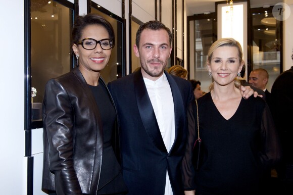 Exclusif - Audrey Pulvar, Quentin Obadia et Laurence Ferrari à l'inauguration privée de la nouvelle boutique Lalique Joaillerie à Paris. Le 8 juillet.