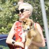 Exclusif - Miley Cyrus avec son chien Emu à Los Angeles, le 29 juin 2014. 