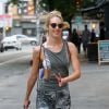 Candice Swanepoel dans les rues de New York, le 9 juillet 2014 sort de sa salle de sport.